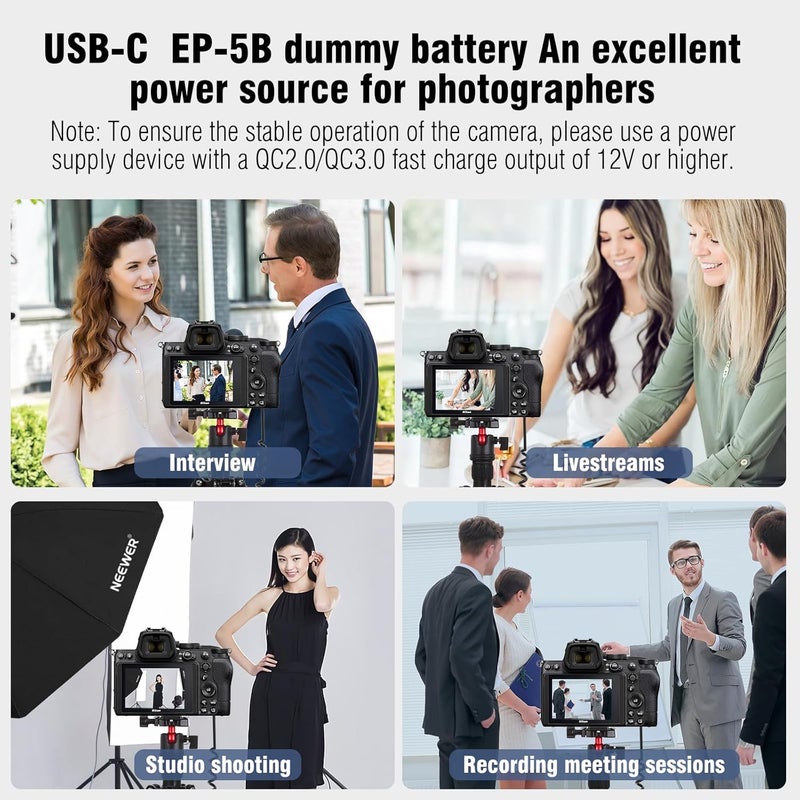 F1TP EH-5b EP-5B DC Coupler EN-EL15 Dummy Battery Kit with USB-C Cable for Nikon D7500 D7200 D7000 D7100 Z6 Z7 D750 D780 D800 D600 Z5 D500 Z6II Z7II Z8 D810 D610 D800E D810A D850 1V1 Cameras (EP-5B) - Image 3